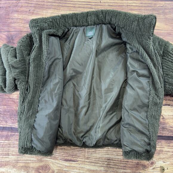 Women's Full Zip Sherpa Bomber Jacket - Wild Fable Green XL Y2K Look - Picture 4 of 12